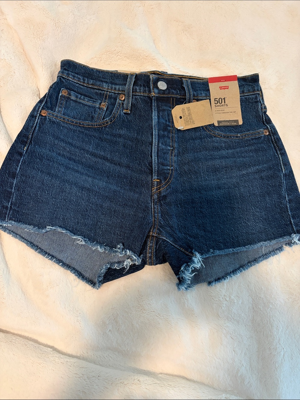 Levi's Dark Blue 501 Cutoff Denim Shorts